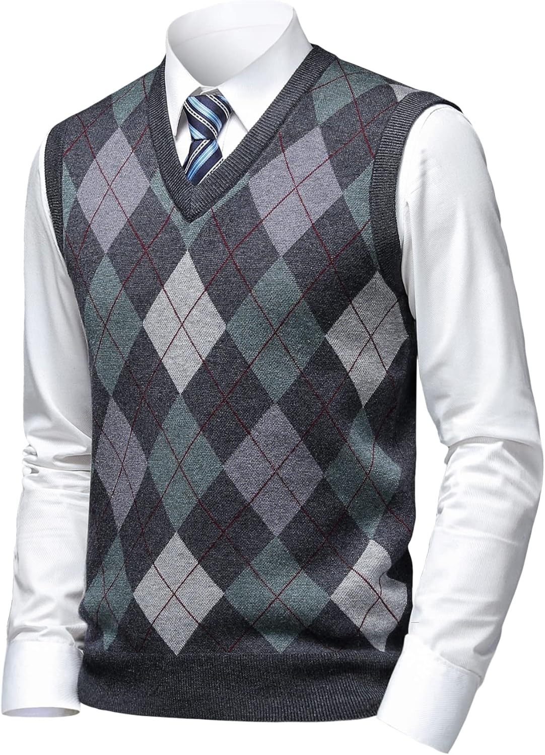 Mens Thick Argyle Sweater Vests for Classic Autumn Style