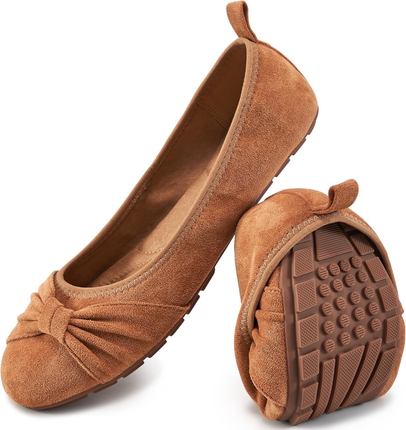 Ecetana Womens Flats Shoes: Comfortable Bowknot Suede Loafers