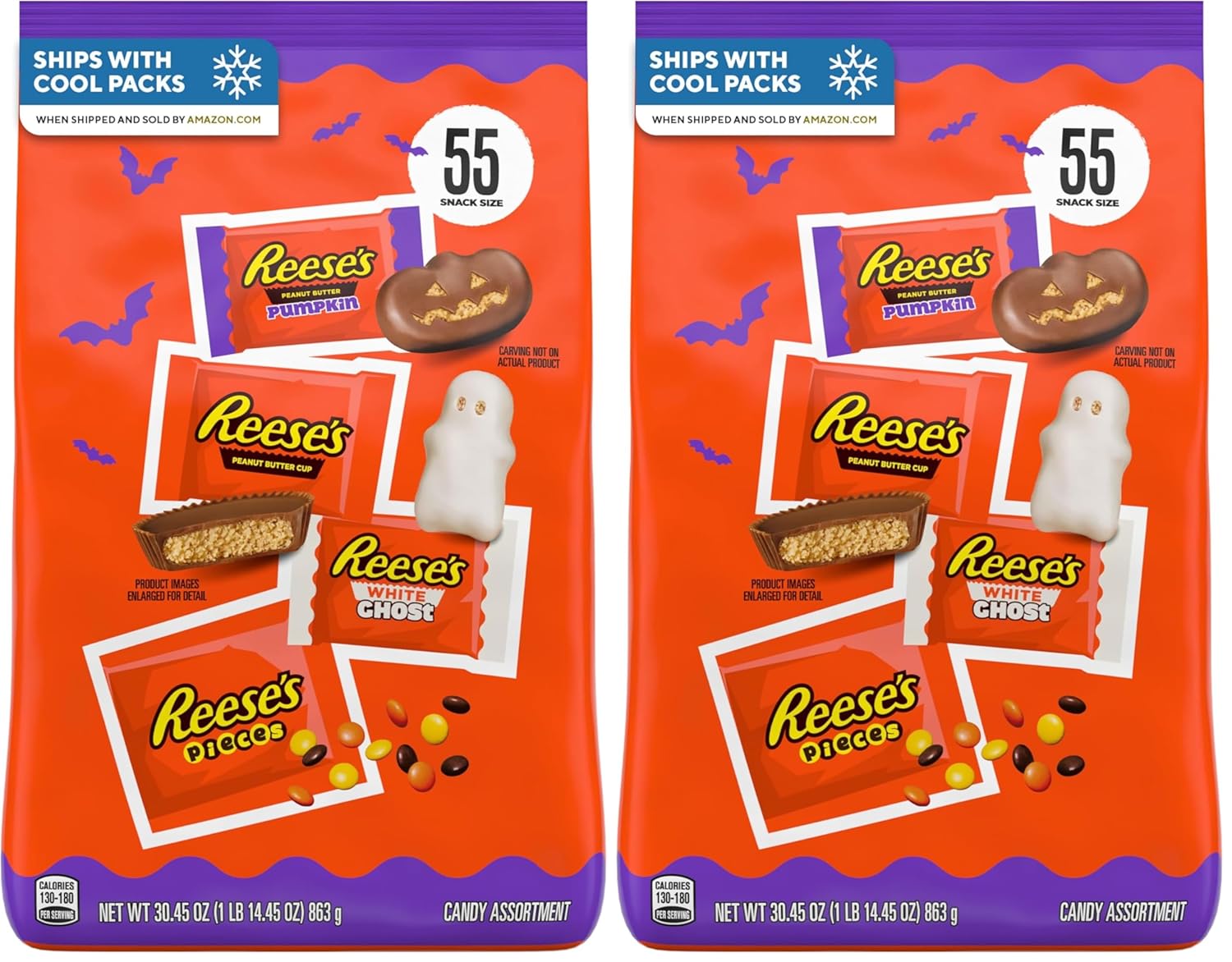 REESE'S Assorted Flavored Snack Size Halloween Candy Bulk Bag