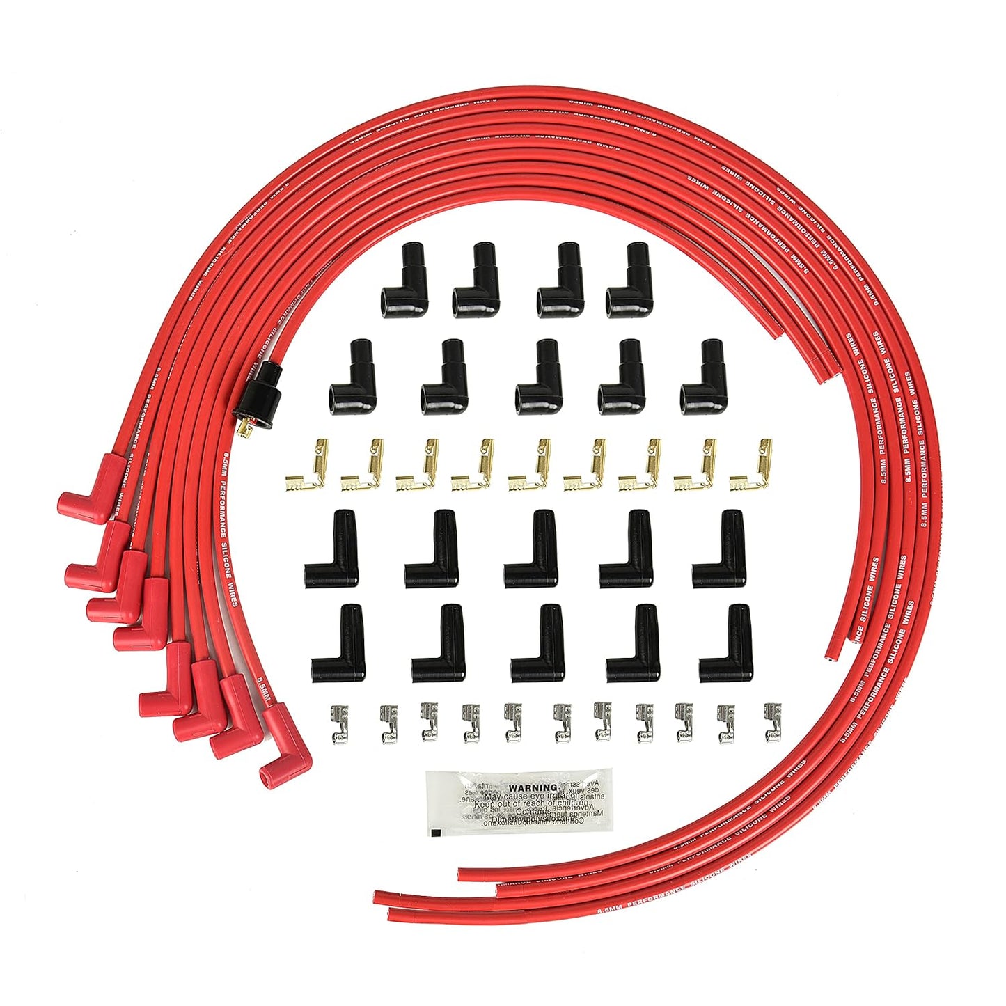 Universal Spark Plug Wire Set 8.5mm with Red Silicone Jacket