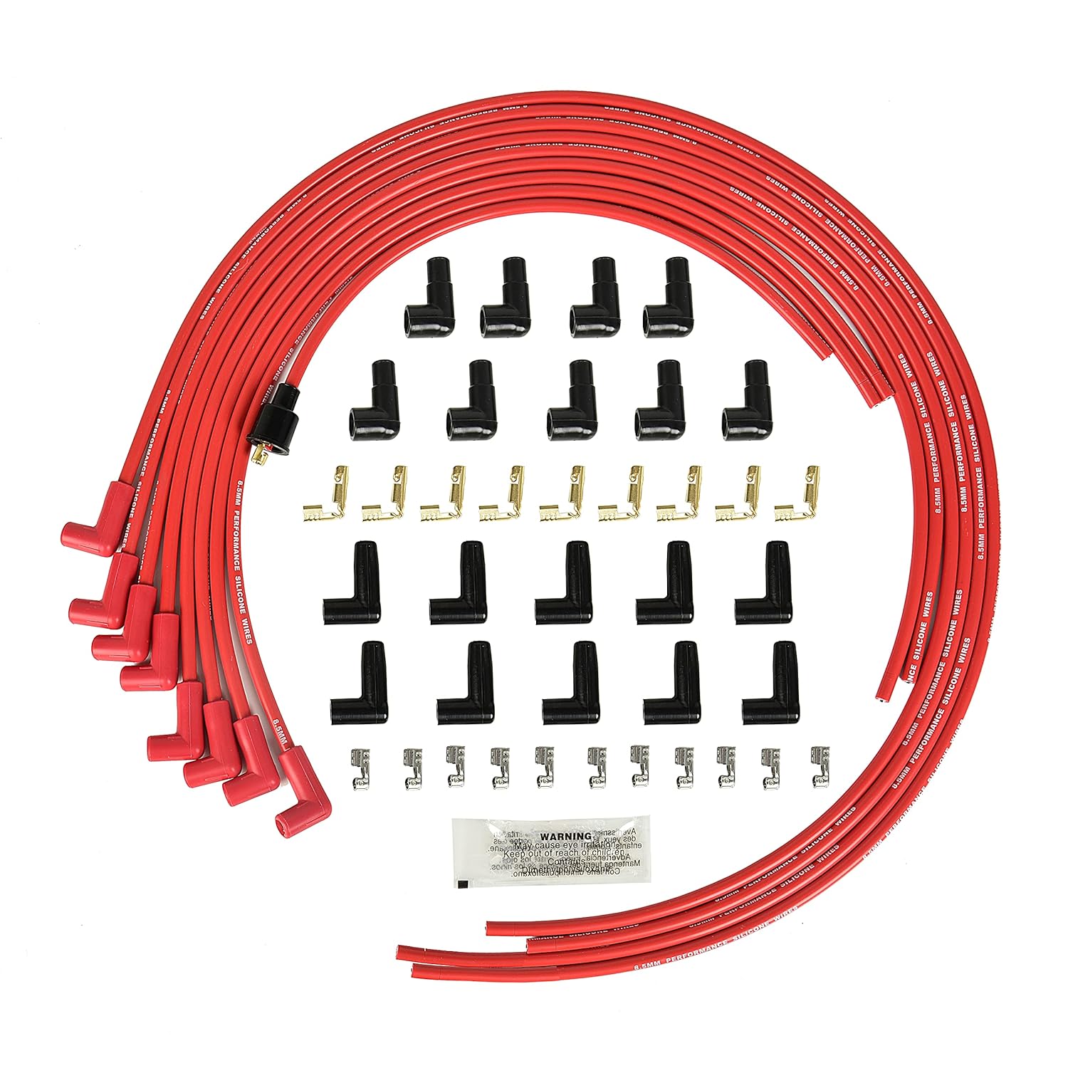 Universal Spark Plug Wire Set 8.5mm with Red Silicone Jacket