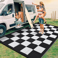 Large Outdoor Rug 9 x 18 Waterproof Checkboard Mat - Foldable