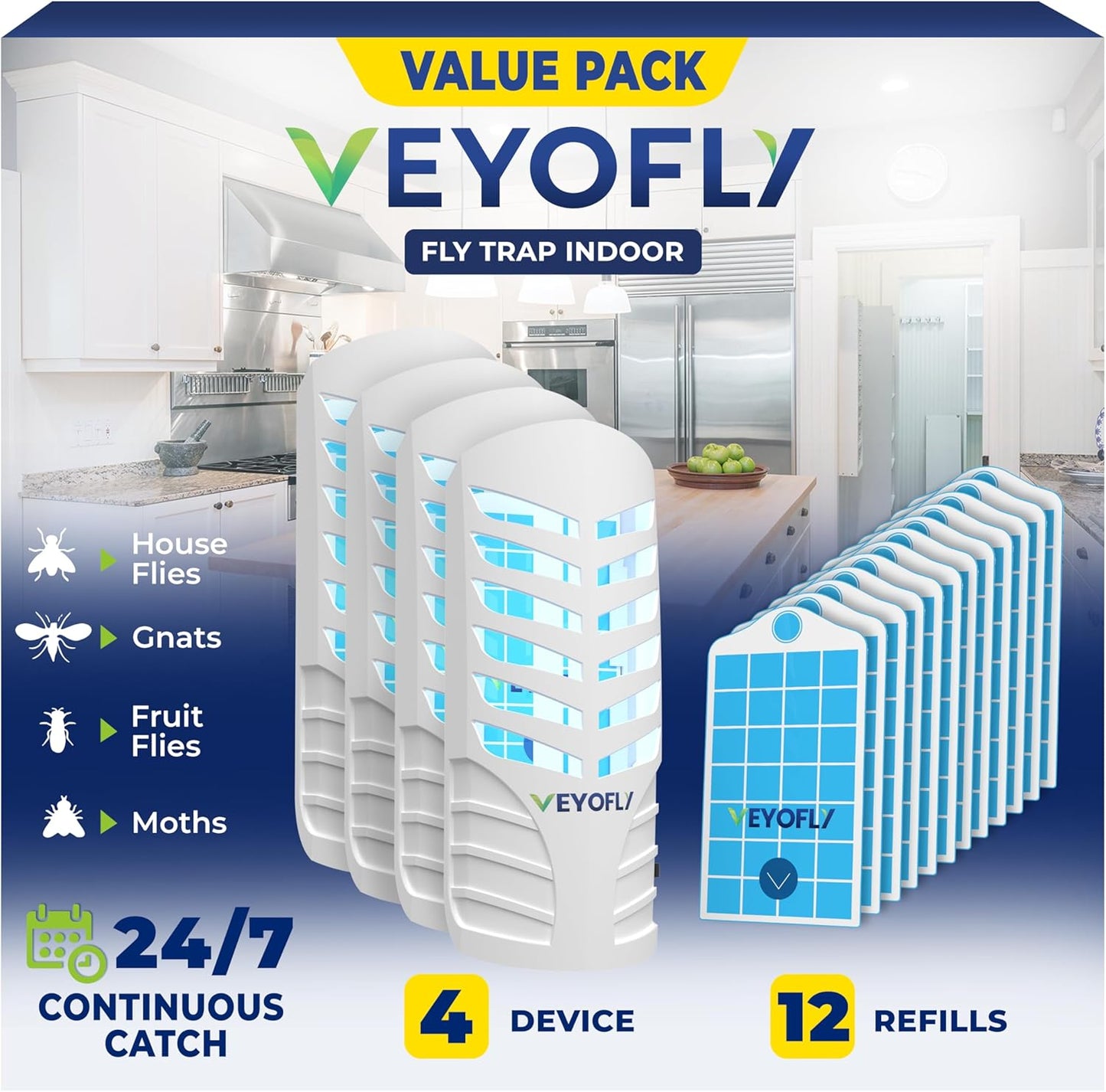 VEYOFLY Fruit Fly Traps for Indoors - Effective Bug Killer