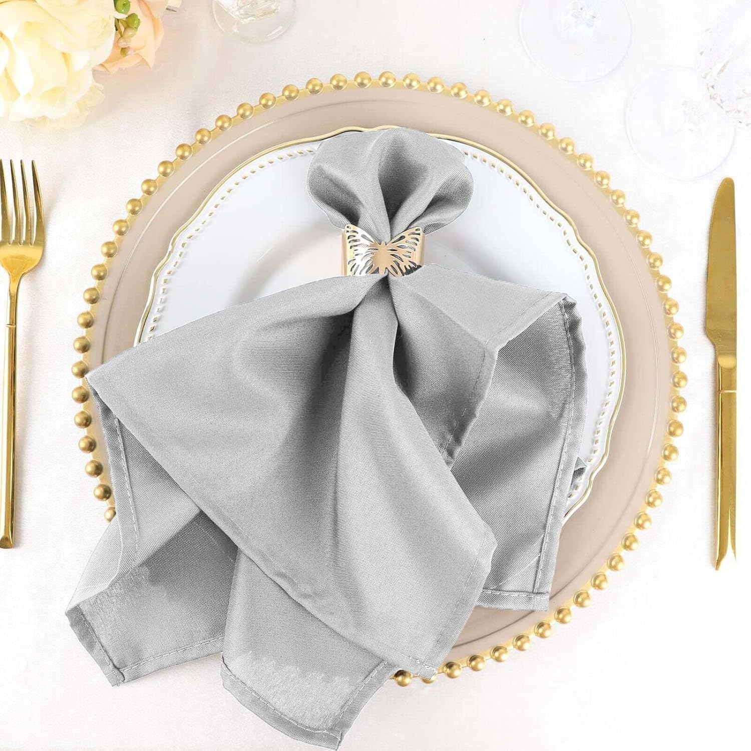 Elegant Silver Violet Cloth Napkins Set of 100 for Events