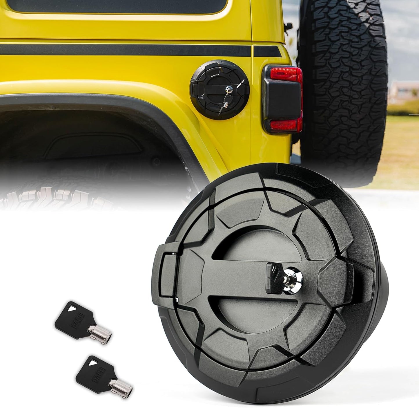 Xprite Locking Gas Tank Cap Cover for Jeep Wrangler JL 2018-2025