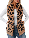 Womens Fuzzy Fleece Vest Sherpa Zip Up - Plush Warm Layer