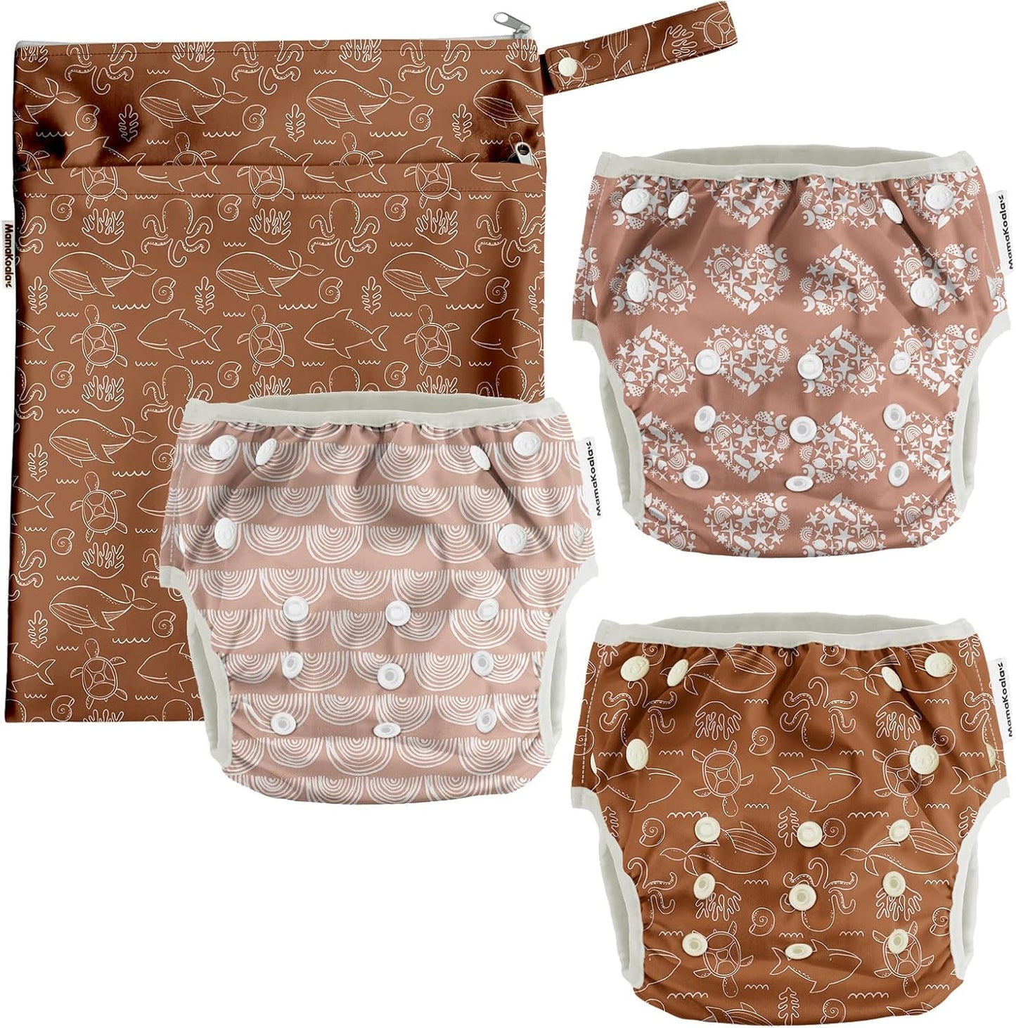 Mama Koala Swim Diapers 3-Pack, Size M, Little Chic Design