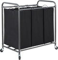 3-Section Laundry Sorter 35.9 Gal - Black Rolling Hamper Cart