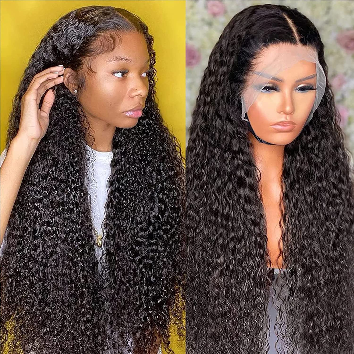 Siyun Show Curly Lace Front Wigs for Black Women 20 Inch