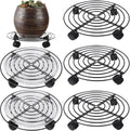 Large Metal Plant Caddy 13.8 in 5-Pack - Heavy-Duty Rolling Plant