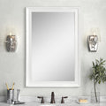 White Wood Wall Mirror 24x36 in Rectangle Rustic Vanity - Brightens