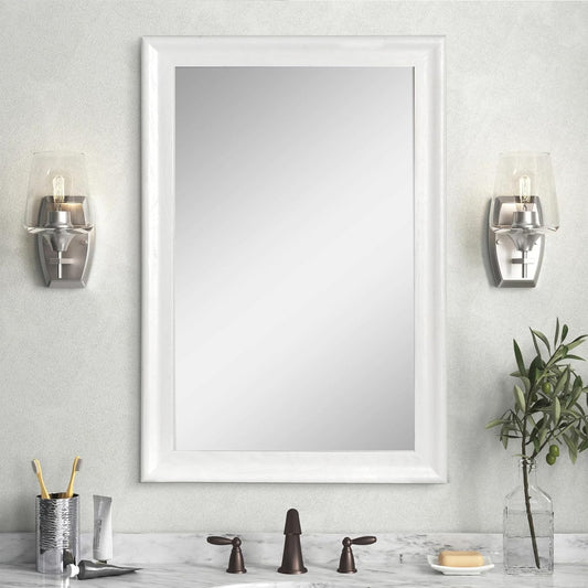 CULER White Wood Wall Mirror for Bathroom and Living Room Decor