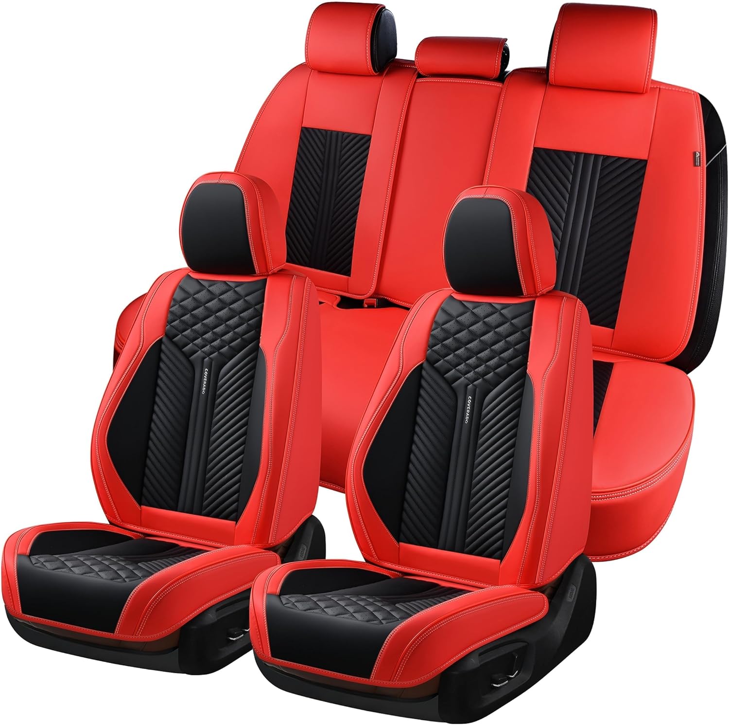 Coverado Car Seat Covers Full Set for 5 Seats - Black&Red