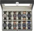 SONGMICS Watch Box 12-Slot with Glass Lid - Display & Protect