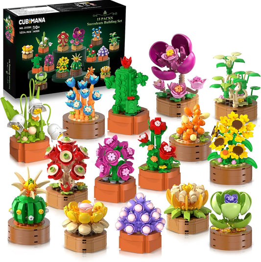 15 Pack Mini Building Sets for Flowers and Succulents Decor