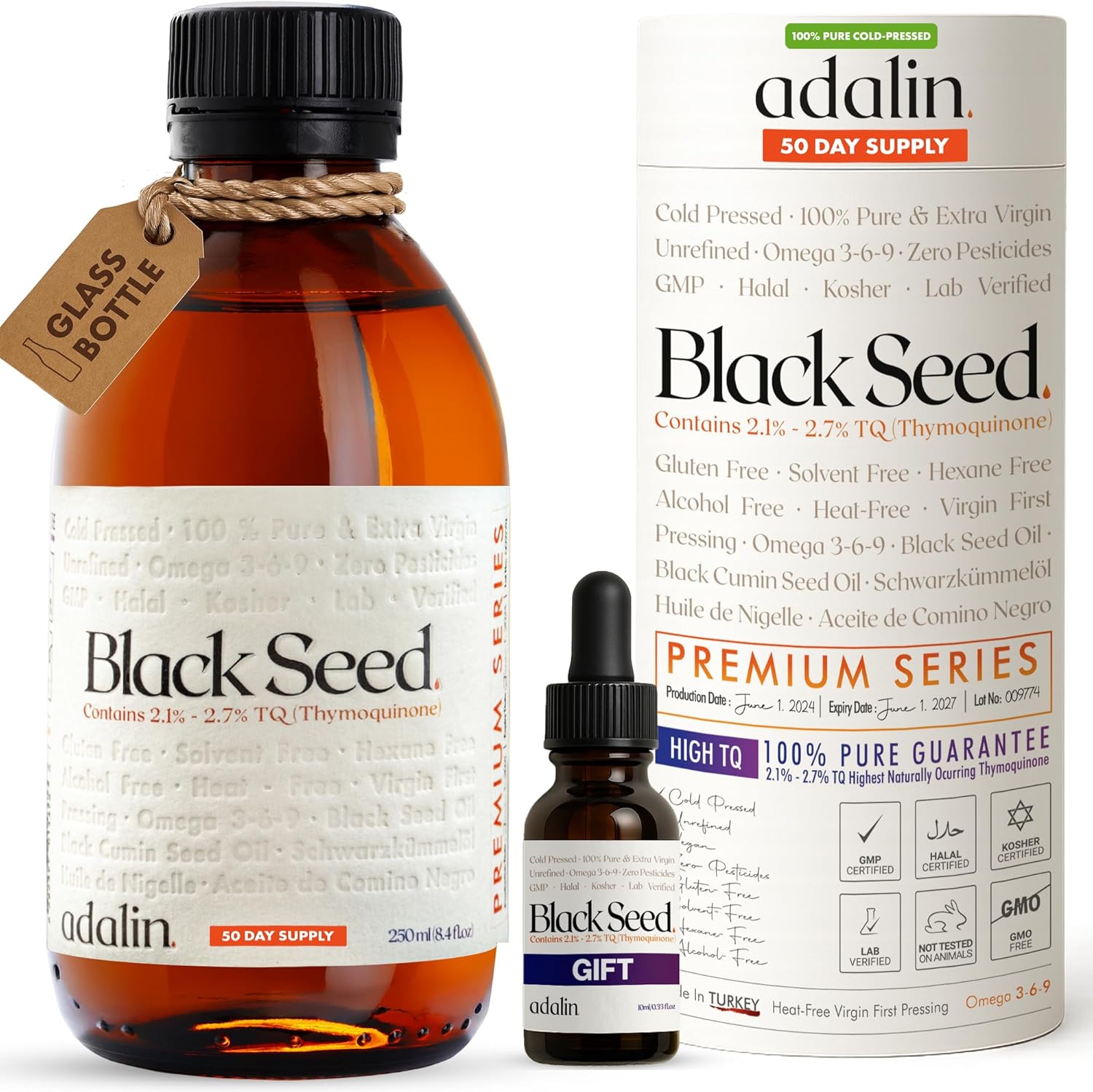 Adalin Black Seed Oil Liquid 8.4 fl oz - High Thymoquinone Quality