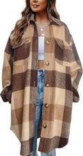 SeekMe Women's Long Plaid Shirt Jacket for Cozy Fall Style