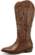 Wide Calf Cowboy Boots Mid Calf Pointed Toe - Comfortable Fit mysoft