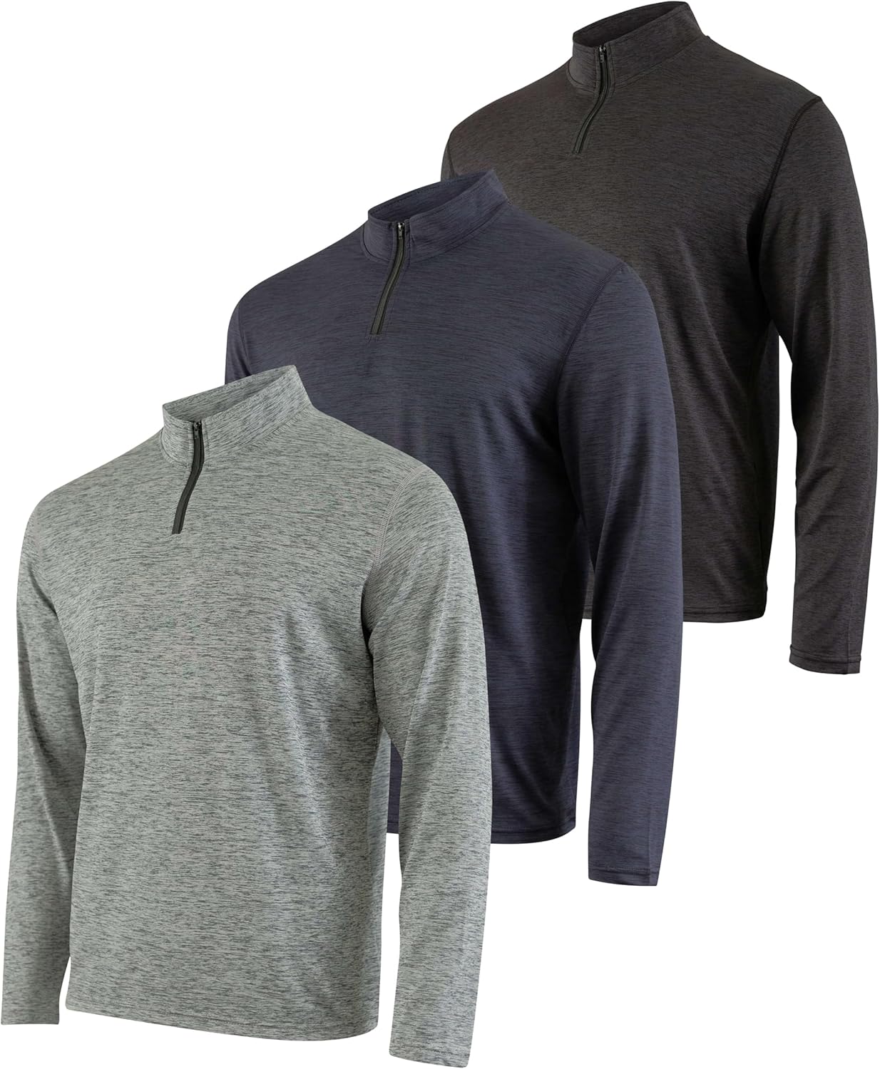 Real Essentials Men's Dry-Fit Quarter Zip Pullover 3 Pack