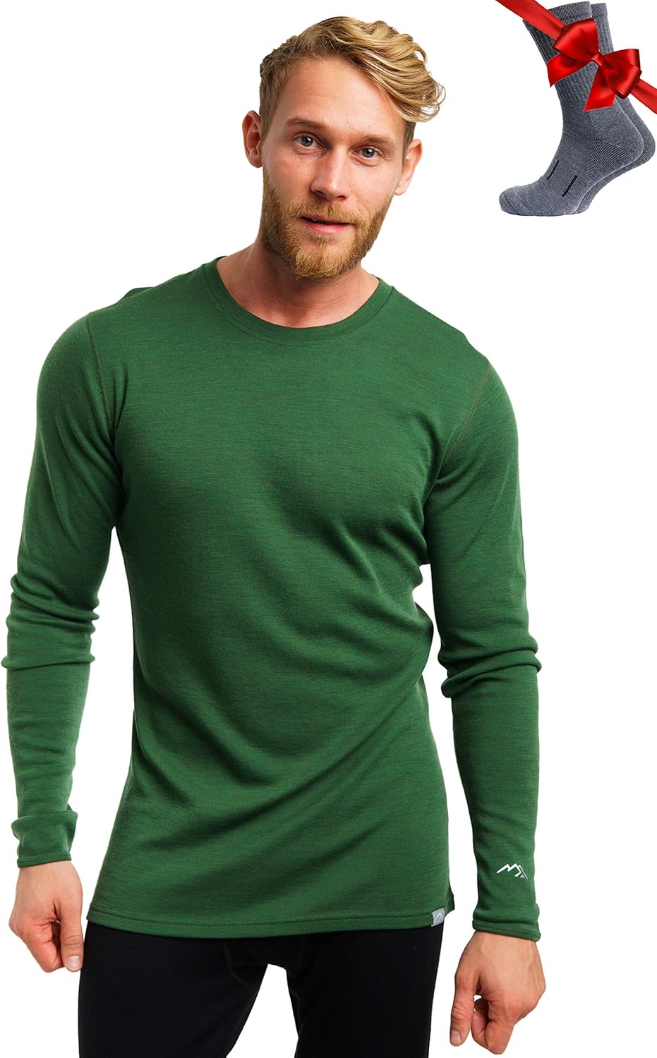 Merino Wool Base Layer - Mens Thermal Shirts & Socks Set