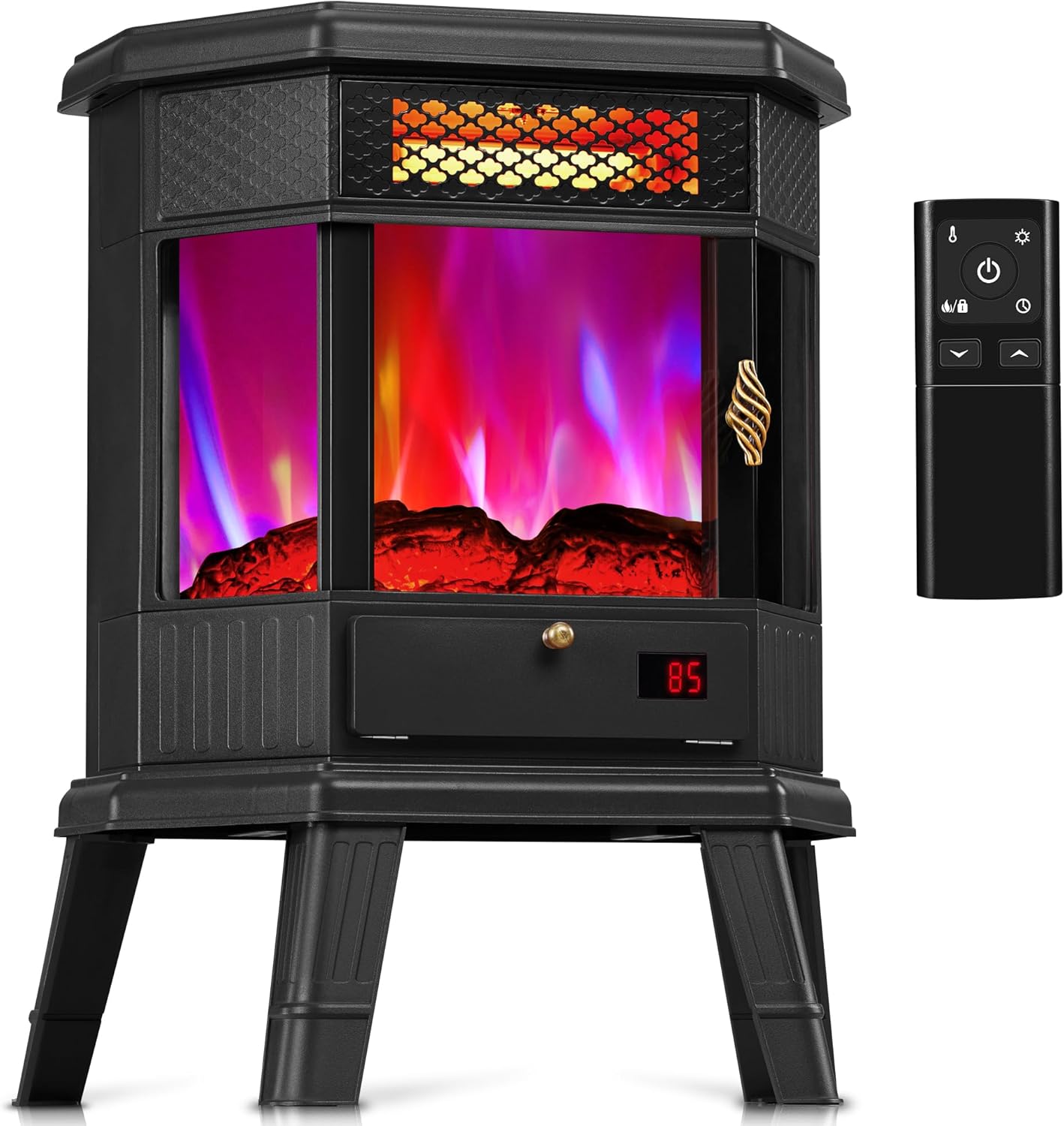 RealSmart Electric Fireplace Heater with 3D Flame Effect and Remote
