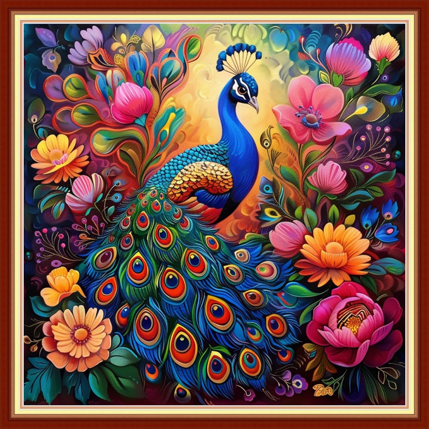 Magxvouy Cross Stitch Kits for Beginners - 11CT Flower Peacock