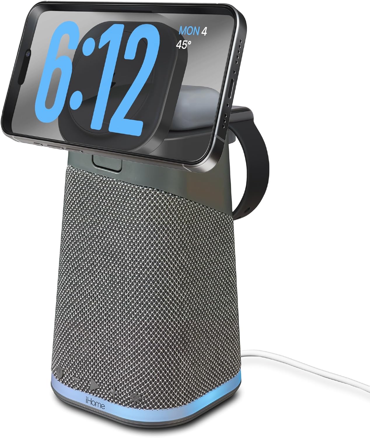 iHome 4-in-1 Wireless Charger & Speaker - Dark Grey