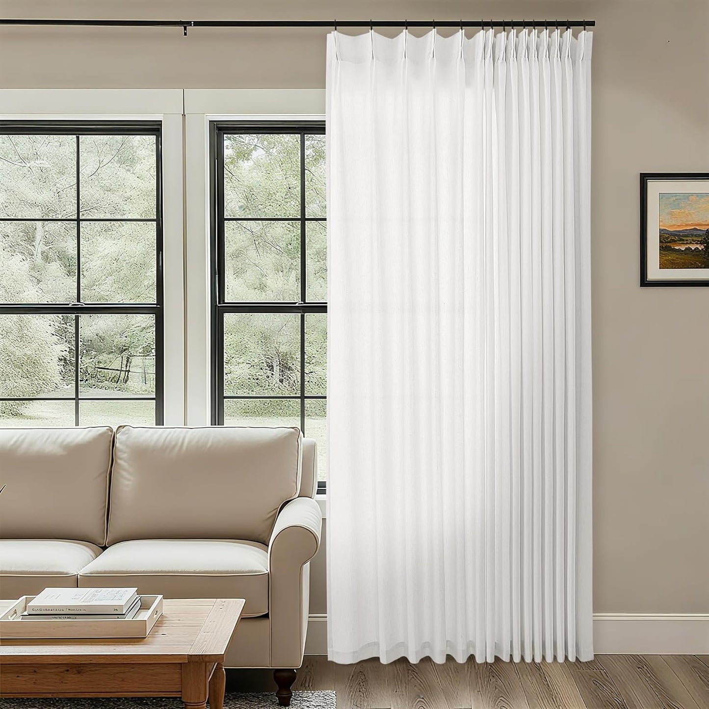 Ivory White Linen Sheer Pinch Pleated Curtains for Elegant Spaces