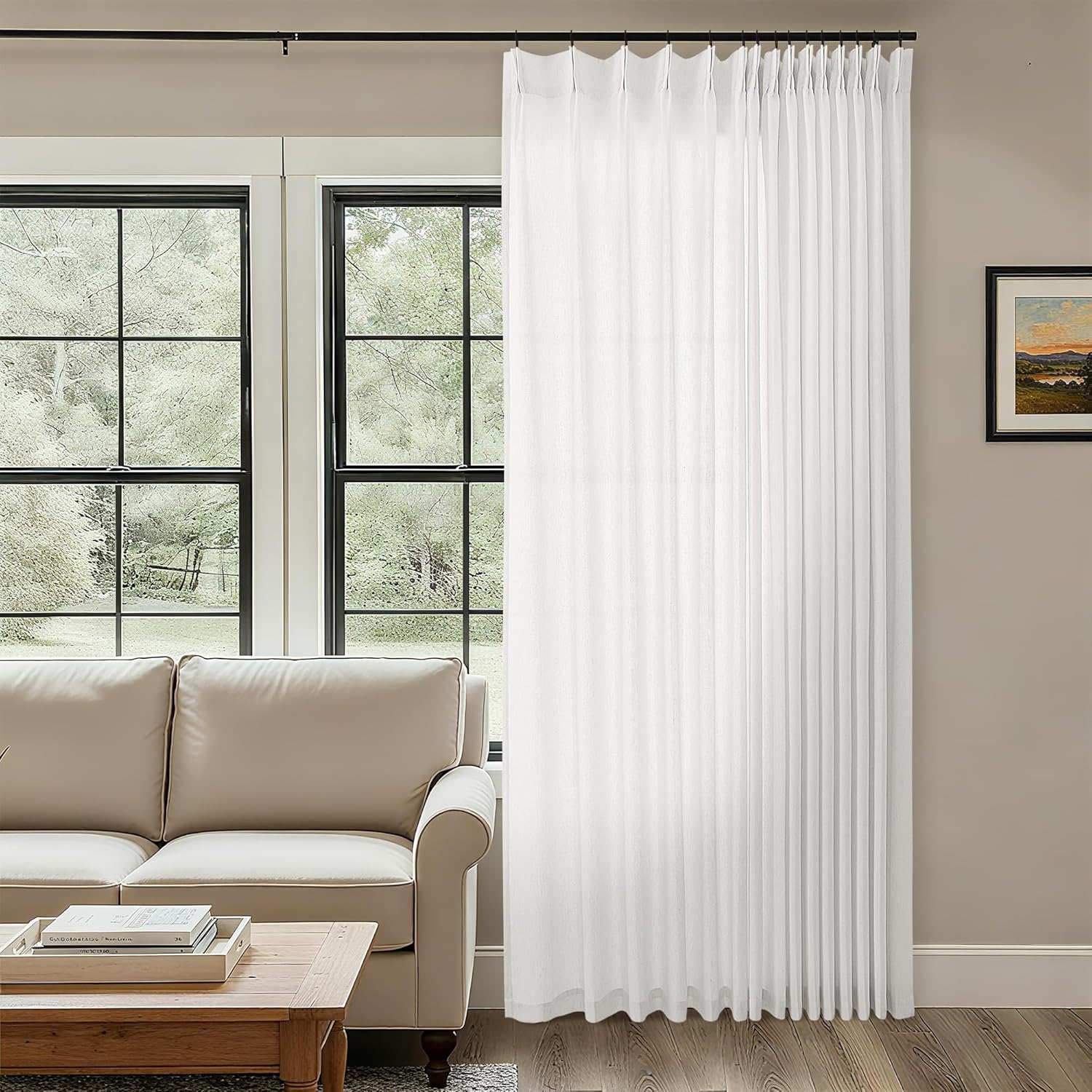 Ivory White Linen Sheer Pinch Pleated Curtains for Elegant Spaces