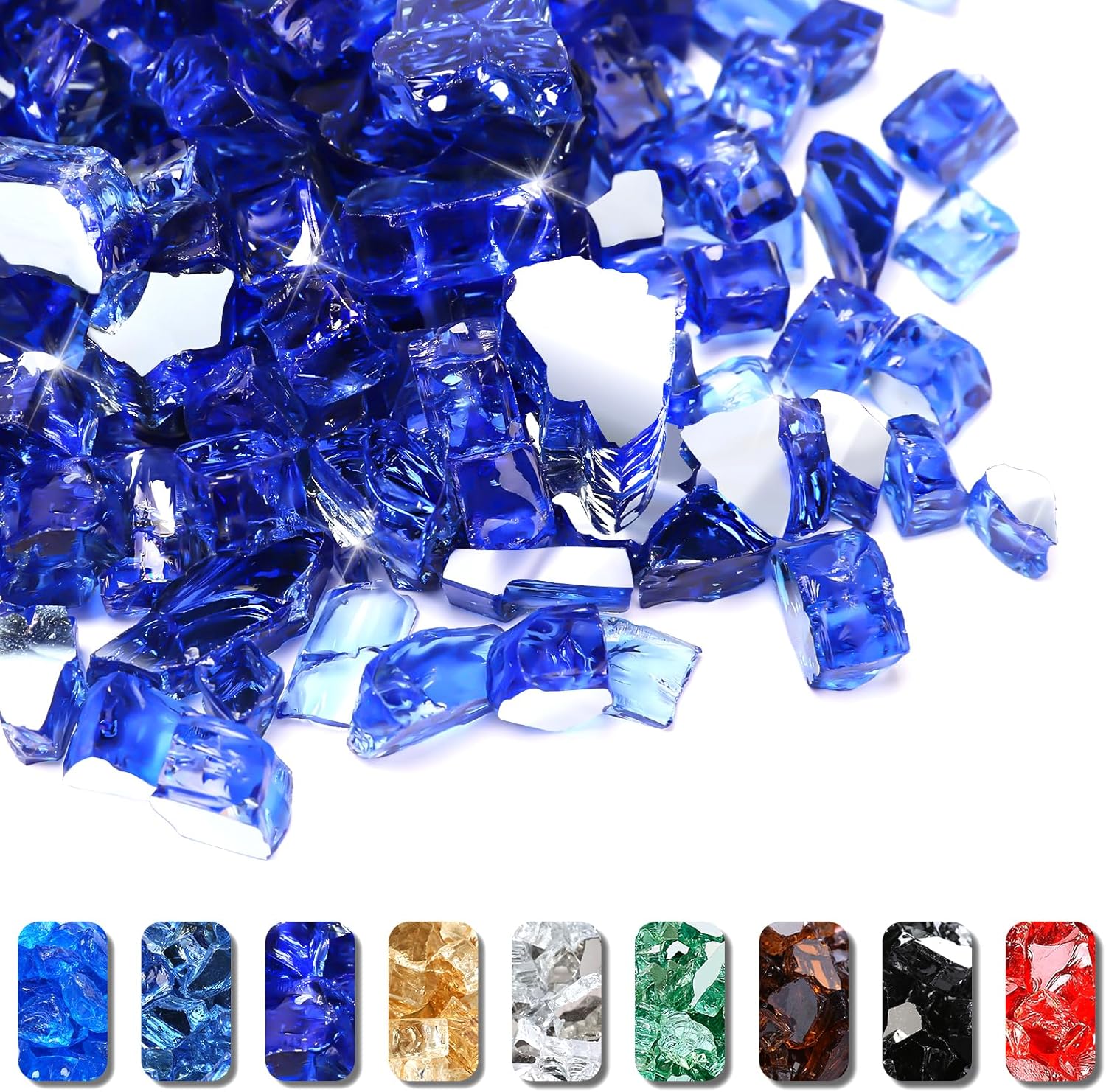 GRISUN Cobalt Blue Fire Glass for Stunning Fire Pit Ambience