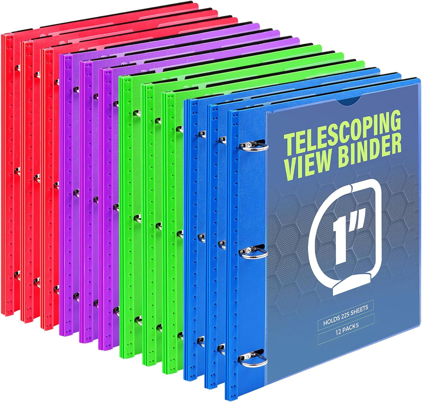 WOT I 1 Inch Telescoping 3 Ring Binder 12 Pack for School