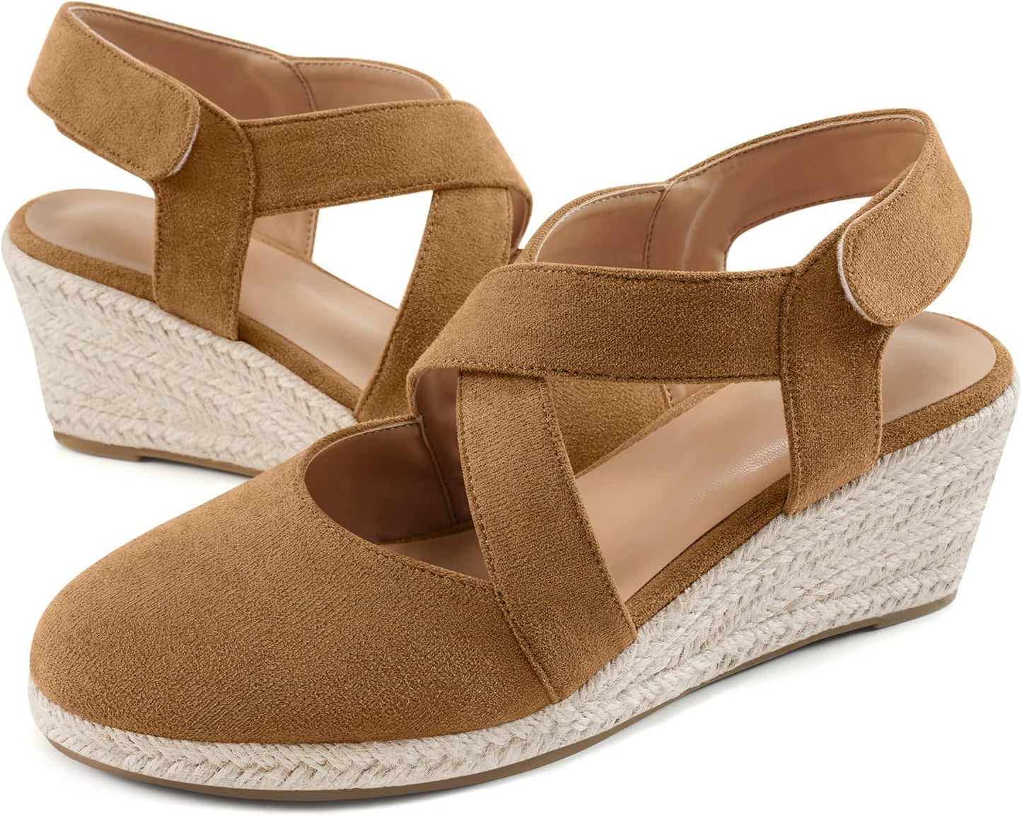 HARENCE Espadrilles Wedge Sandals: Stylish Closed Toe Heels