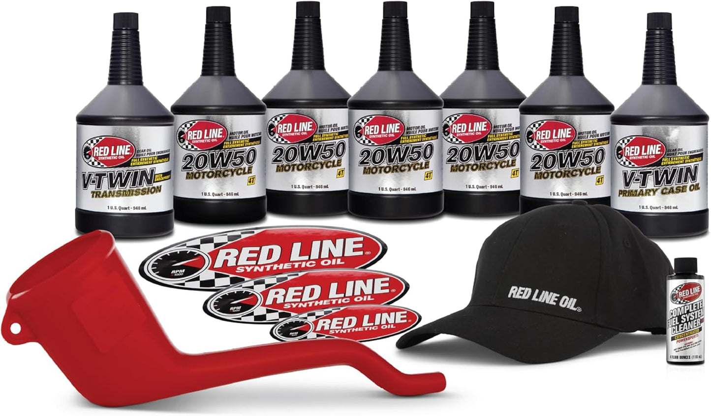 Red Line 90226 20W50 Powersport Motor Oil V-Twin Complete Kit