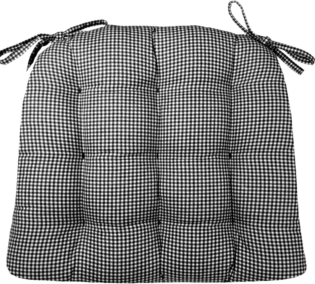 Madrid Black Dining Chair Pad with Ties - Comfortable Cushion
