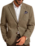 Mens Herringbone Tweed Blazer Two Button Wool Blend - Versatile Fall