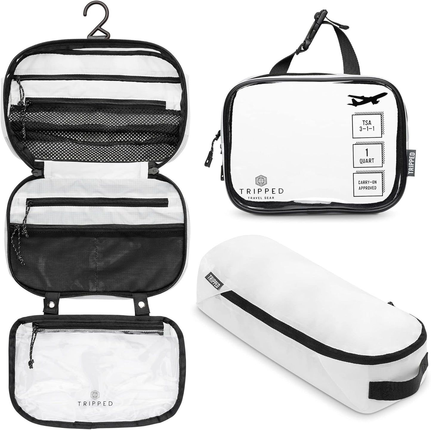 Toiletry Bag Kit Set: Travel Hanging Bag & TSA Liquid Pouch