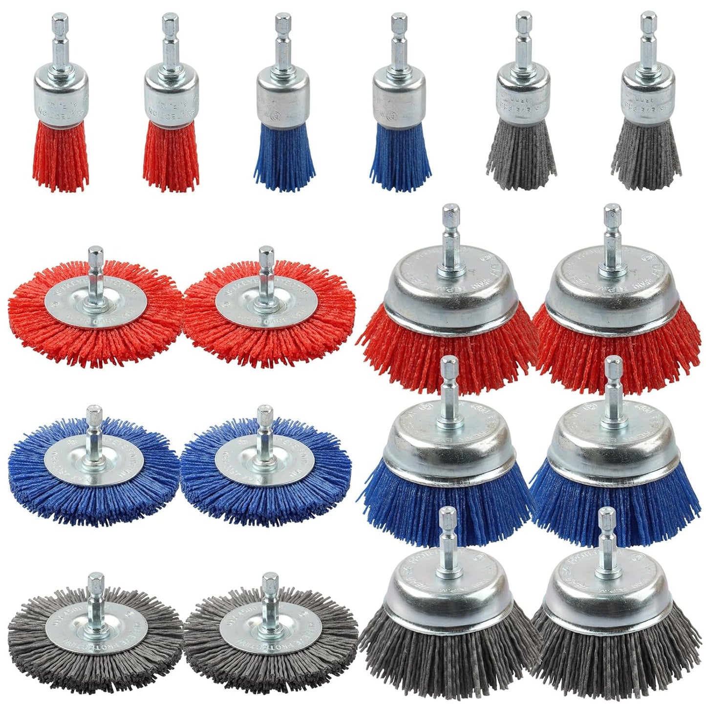 Rocaris 18 Pack Nylon Filament Wire Brush Set for Rust Removal