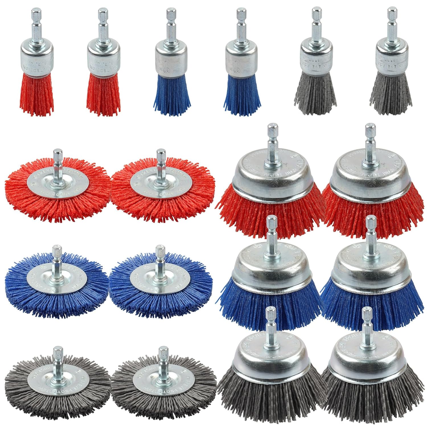 Rocaris 18 Pack Nylon Filament Wire Brush Set for Rust Removal
