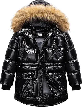CREATMO US Boy's Winter Parka Water Resistant Hooded Jacket