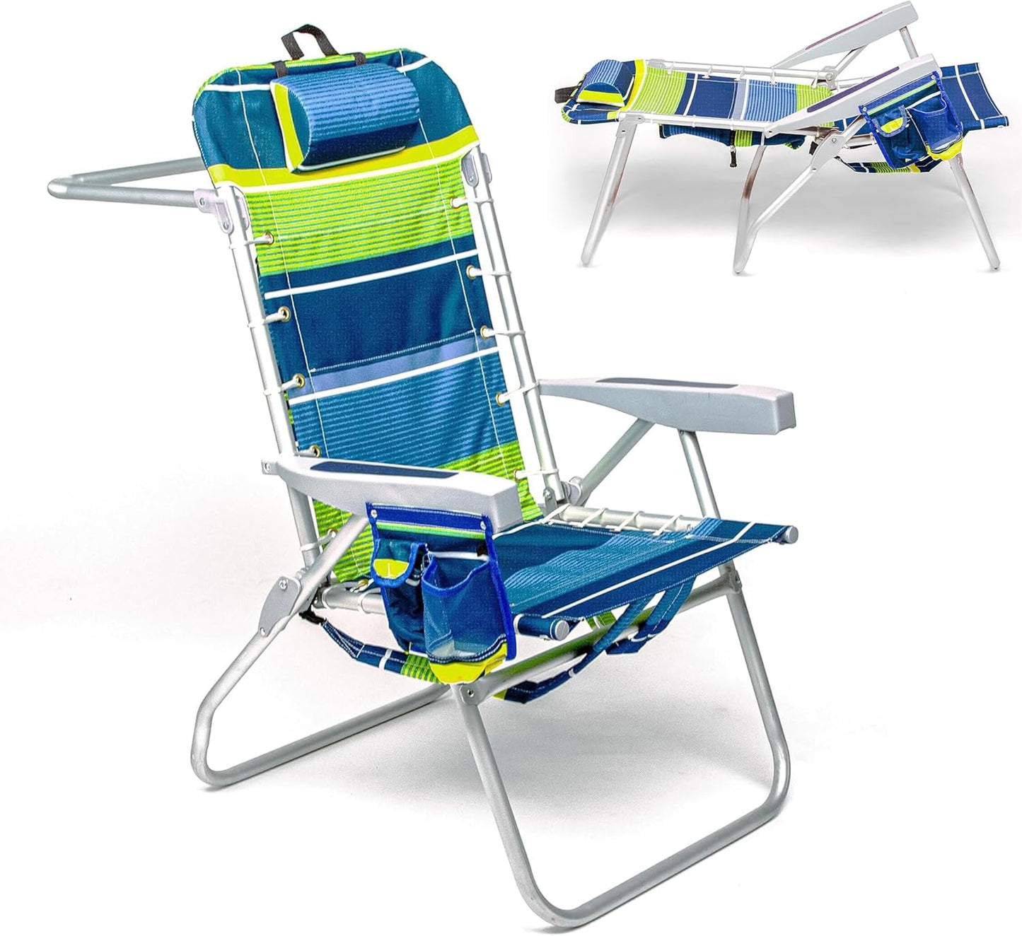 Homevative Fold-Up Beach Chair with Cooler and Storage Options