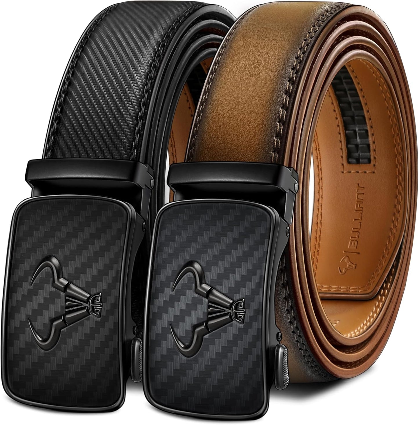 BULLIANT Men Leather Ratchet Belt 2Pack for Dress Casual Wear