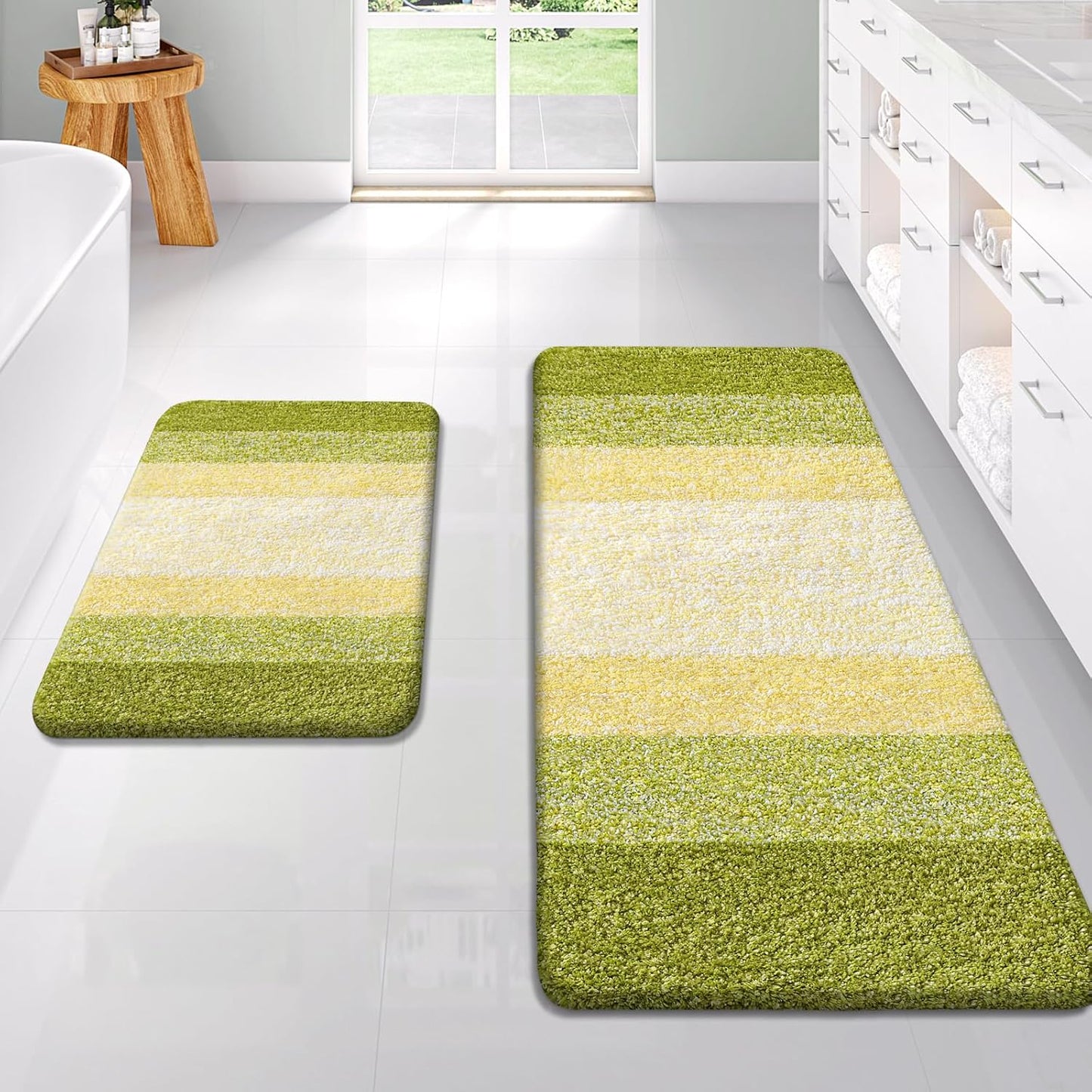 OLANLY Soft Absorbent Microfiber Bath Rug Set for Comfort