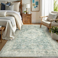 LIVEBOX 4x6 Washable Area Rug Sage Green - Soft Low-Pile Boho
