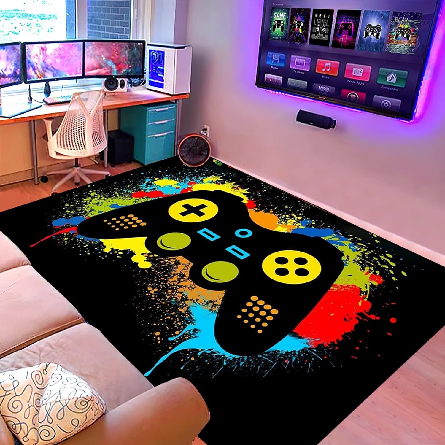 Colorful Gaming Floor Mat: Transform Your Space with Fawnovey!
