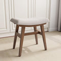 Solid Wood Small Vanity Stool Walnut - Compact Saddle Seat