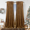 Dchola Gold Brown Velvet Curtains for Bedroom Window - Room Darkening