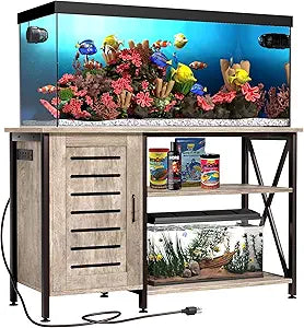 55-75 Gallon Fish Tank Stand with Power Outlets and Storage