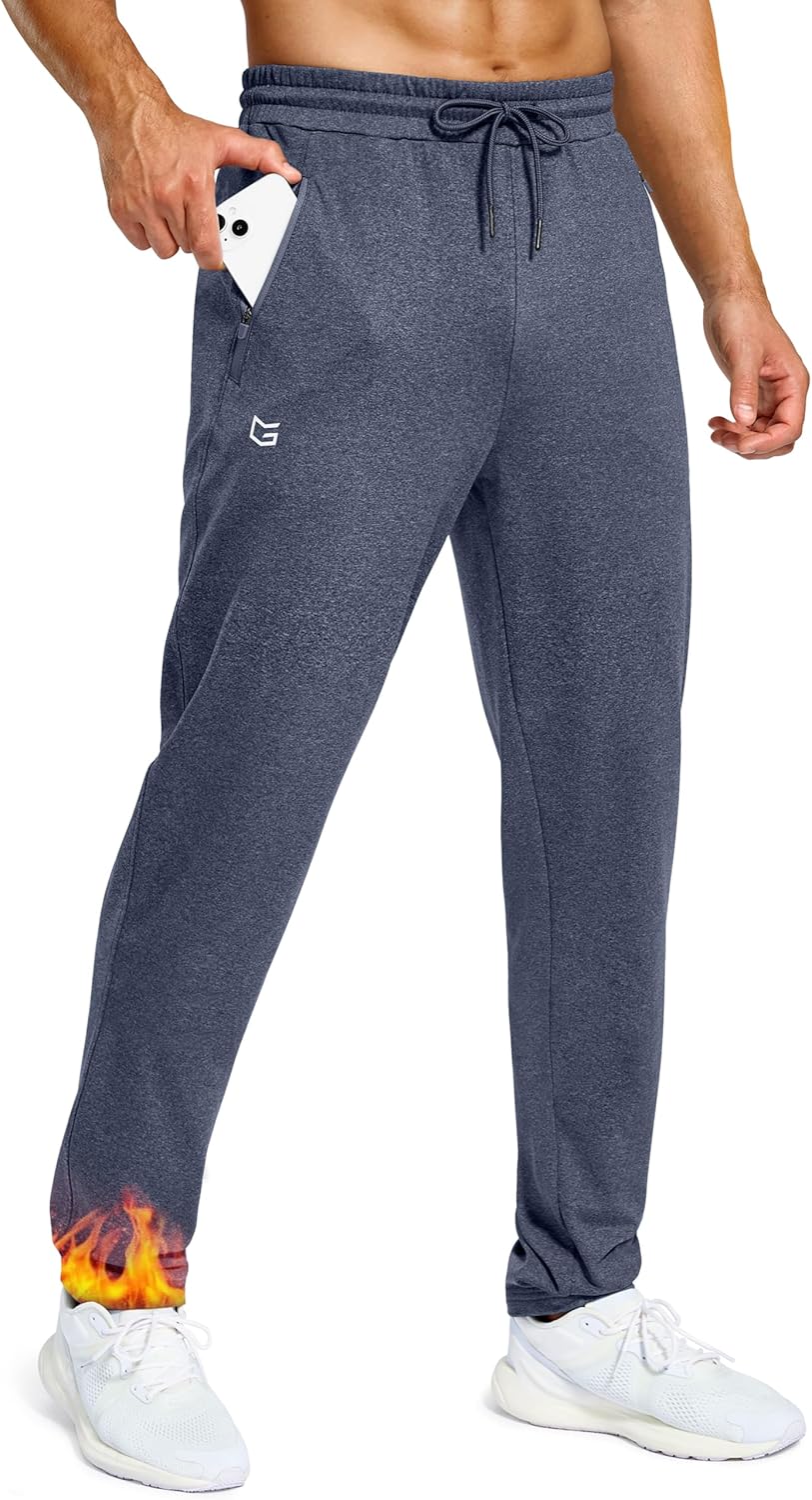 Men's Fleece Lined Winter Pants for Tall Men with Zipper Pockets