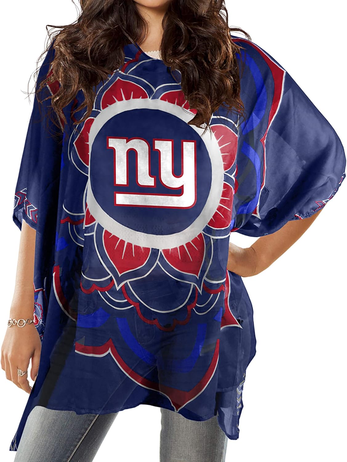 NFL Sheer Caftan With Flower Design - Perfect for Game Day