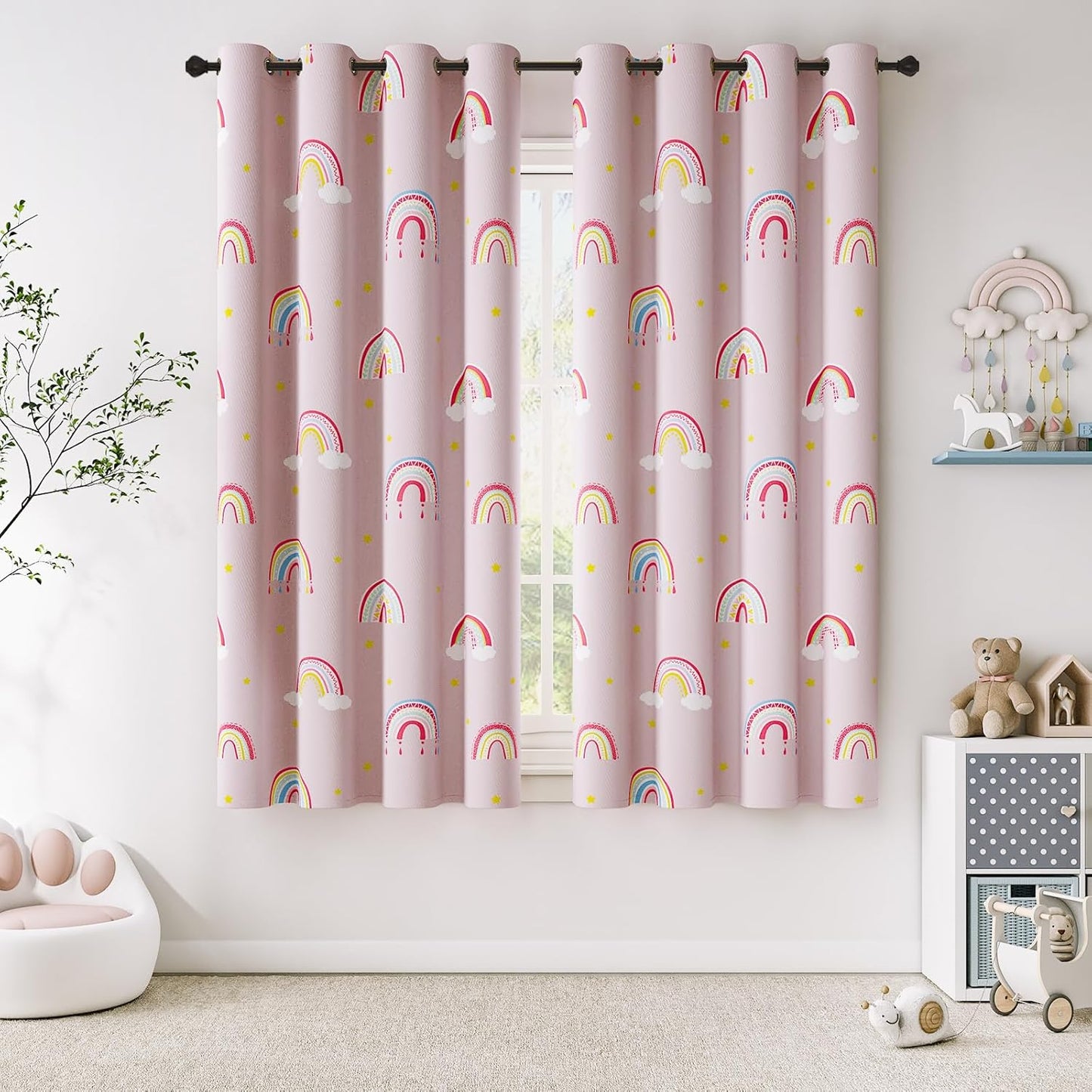 Vangao Boho Girls Blackout Curtains for Kids Room 63 Inch